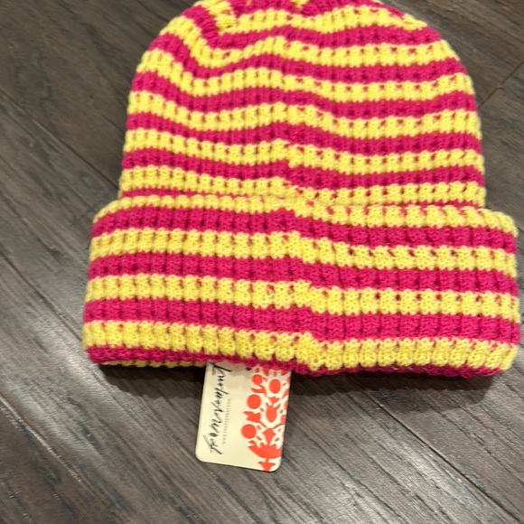 FP Movement by Free People Pink and Yellow Striped Beanie - Picture 4 of 5